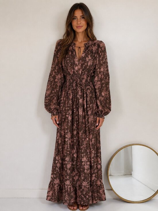 Free People Dresses & Skirts - Free People Golden Hour Maxi Dress Size S Chocolate Brown